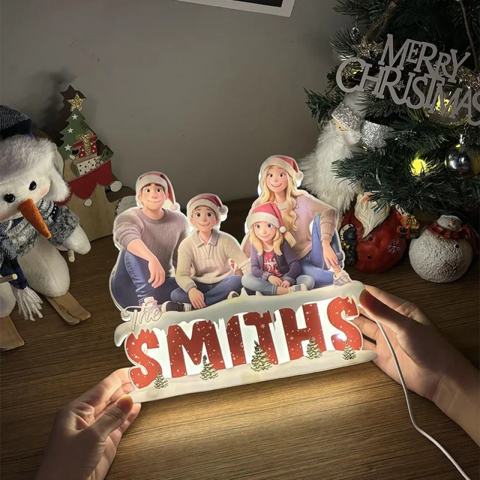 Custom Christmas Cartoon Family Photo Night Light - Personalized Upload Image Remove Background Lamp - Best Xmas Gifts - Image 4