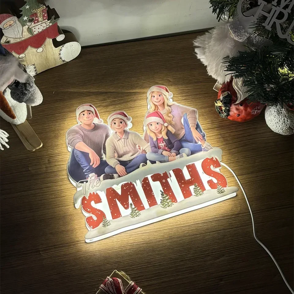 Custom Christmas Cartoon Family Photo Night Light - Personalized Upload Image Remove Background Lamp - Best Xmas Gifts - Image 5