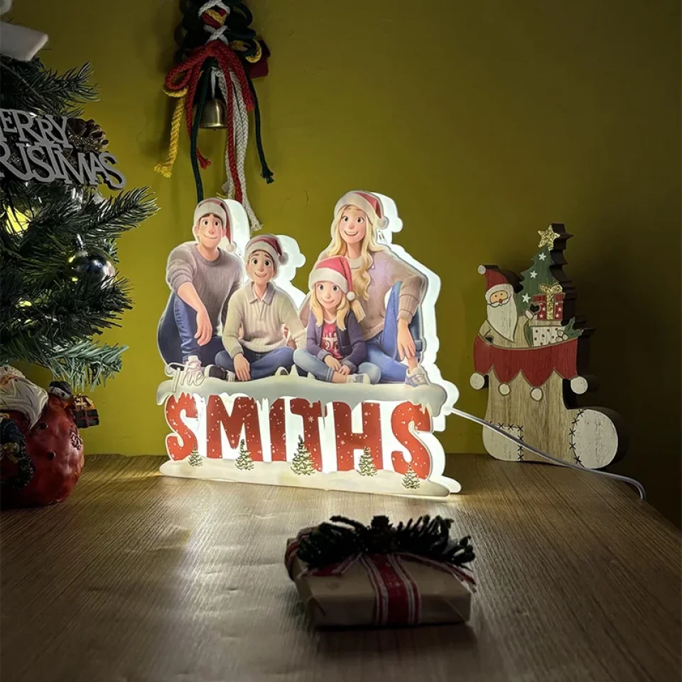 Custom Christmas Cartoon Family Photo Night Light - Personalized Upload Image Remove Background Lamp - Best Xmas Gifts - Image 6