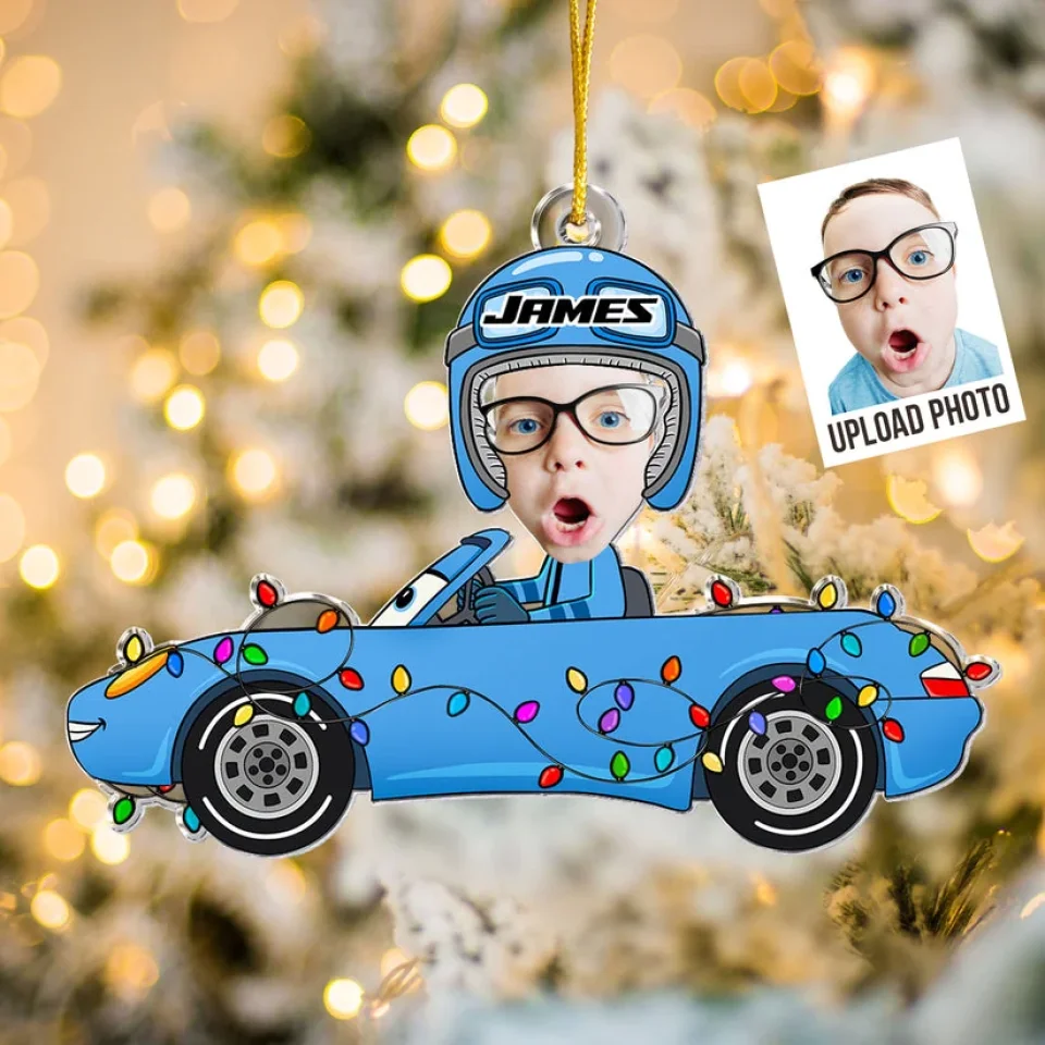 Custom Face Car Toys - Personalized Acrylic Photo Ornament - Funny Christmas Gift for Adult, Kids - Image 3