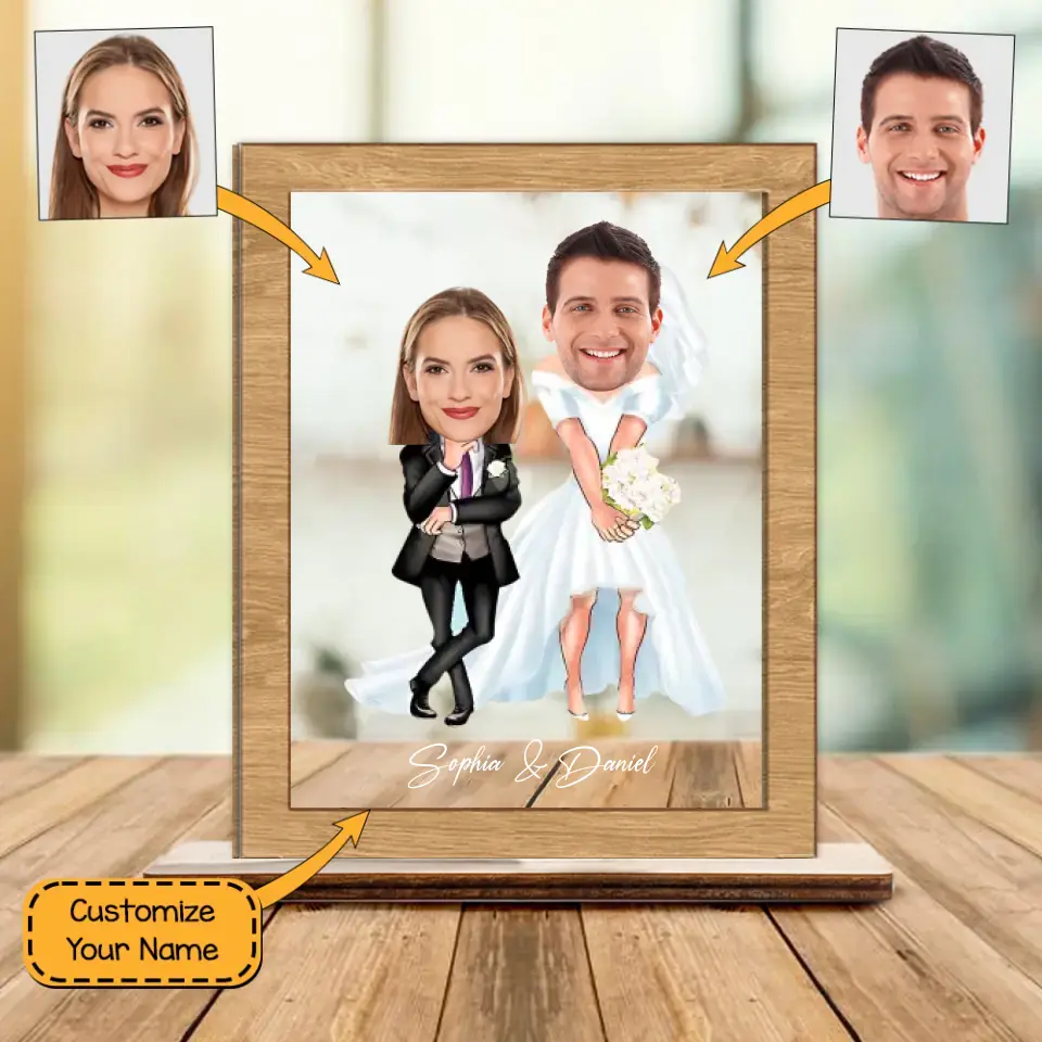 Custom Face Funny Shape For Couple - Personalized Wooden Acrylic Plaque 3 Layers - Best Gift For Couple Wedding Gifts Wedding Anniversaries - 302IHPNPWP281 - Image 2