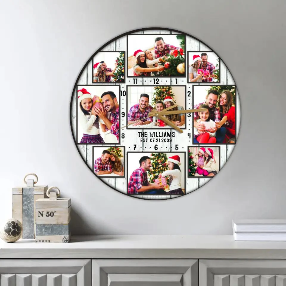 Custom Family Photo Collage - House Warming Present Idea - Custom Wall Clock - Christmas Gift For Parents - Image 5