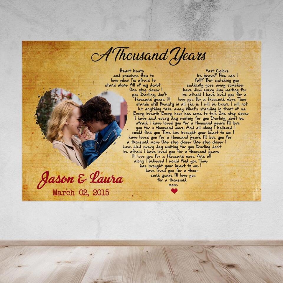 Custom Favorite Song Lyrics Heart Shape Custom Canvas Poster Anniversary Gifts - Image 11