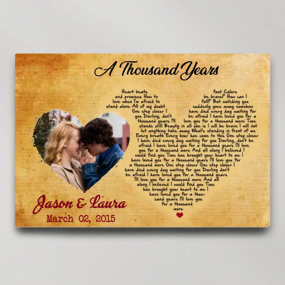 Custom Favorite Song Lyrics Heart Shape Custom Canvas Poster Anniversary Gifts - Image 2