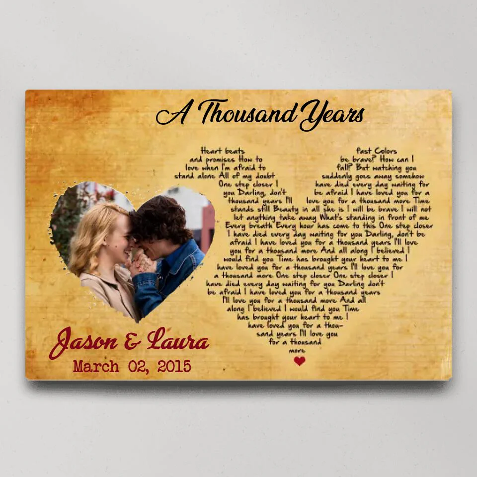 Custom Favorite Song Lyrics Heart Shape Custom Canvas Poster Anniversary Gifts - Image 3