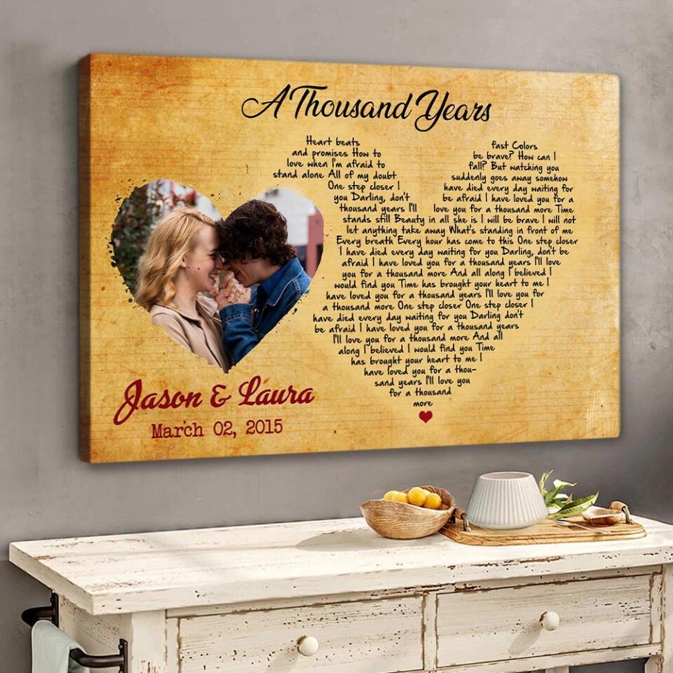 Custom Favorite Song Lyrics Heart Shape Custom Canvas Poster Anniversary Gifts - Image 4