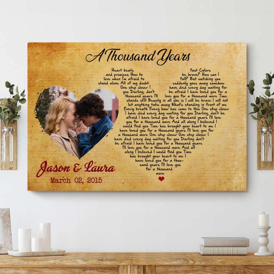 Custom Favorite Song Lyrics Heart Shape Custom Canvas Poster Anniversary Gifts - Image 5