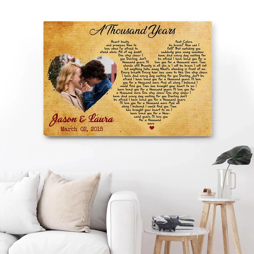 Custom Favorite Song Lyrics Heart Shape Custom Canvas Poster Anniversary Gifts - Image 6