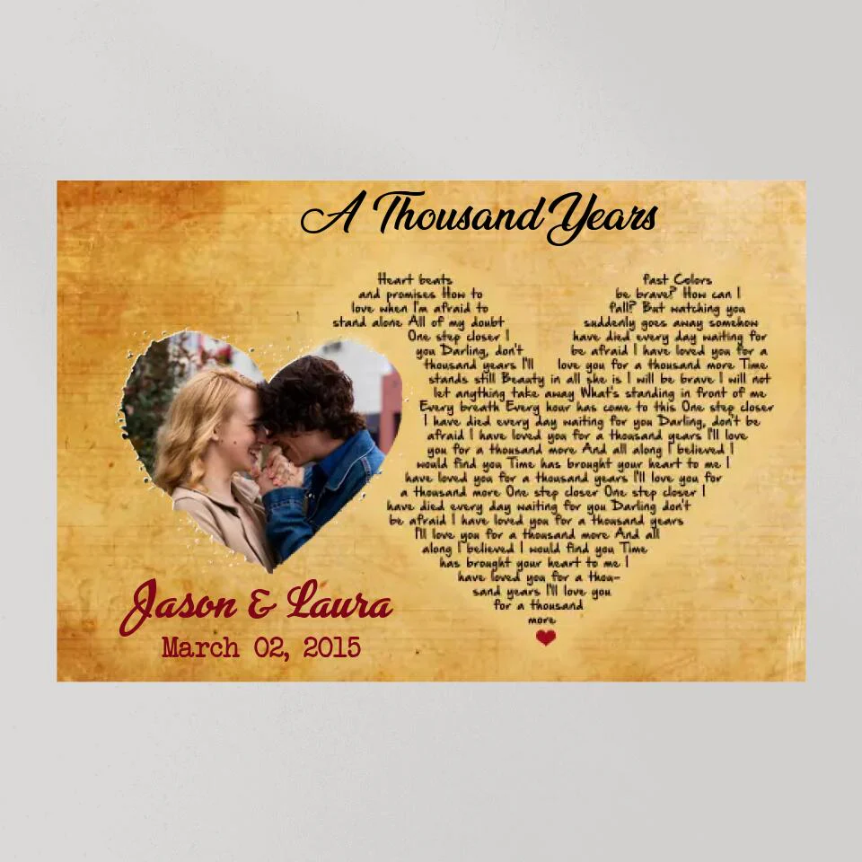Custom Favorite Song Lyrics Heart Shape Custom Canvas Poster Anniversary Gifts - Image 7