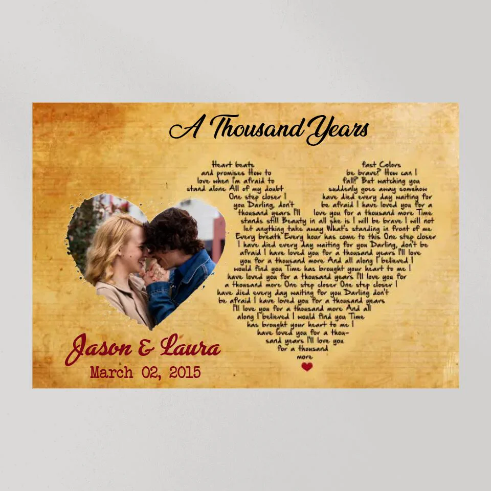 Custom Favorite Song Lyrics Heart Shape Custom Canvas Poster Anniversary Gifts - Image 8