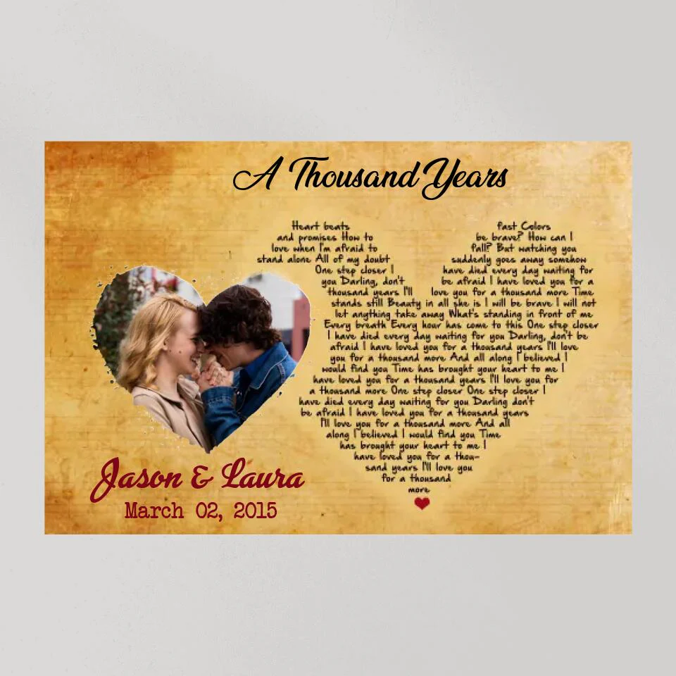 Custom Favorite Song Lyrics Heart Shape Custom Canvas Poster Anniversary Gifts - Image 9