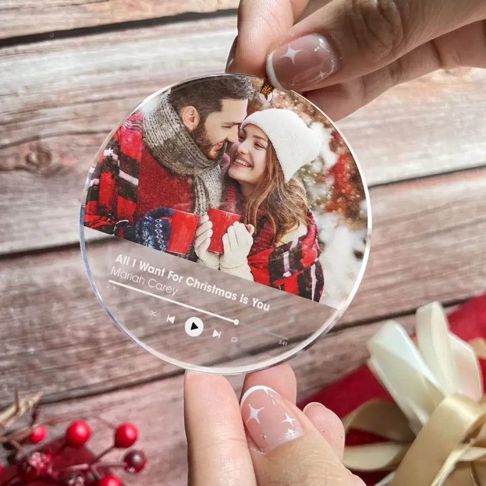 Custom Favorite Song - Personalized Acrylic Ornament with Photo - Christmas Gift for Her Him - Image 4
