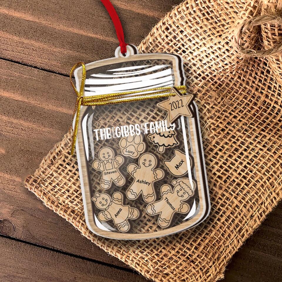 Custom Gingerbread Family Jar Layered Ornament - Personalized Funny Ornament - Gift for Family - Image 3