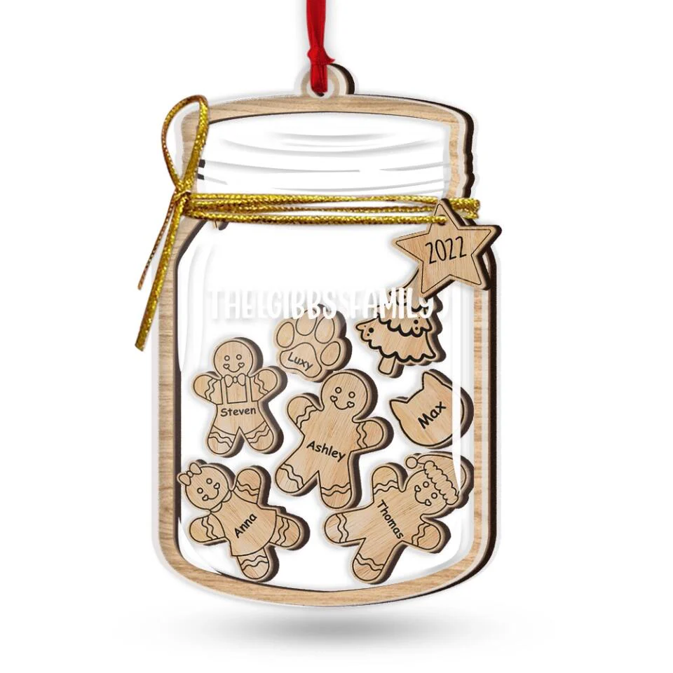 Custom Gingerbread Family Jar Layered Ornament - Personalized Funny Ornament - Gift for Family - Image 4