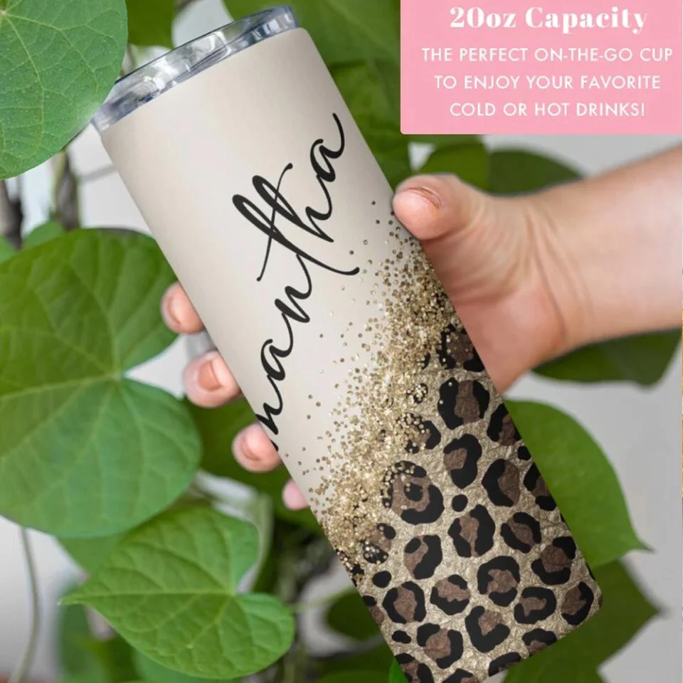 Custom Name with Leopard Print, Cheetah Cup With Straw, Personalized Nickname Tumbler, Cup For Women - Image 10