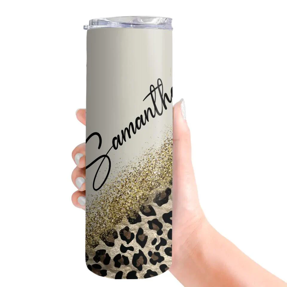 Custom Name with Leopard Print, Cheetah Cup With Straw, Personalized Nickname Tumbler, Cup For Women - Image 3