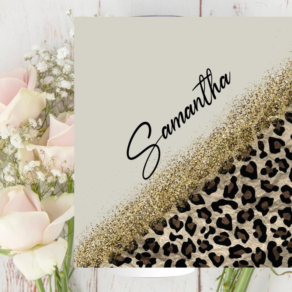 Custom Name with Leopard Print, Cheetah Cup With Straw, Personalized Nickname Tumbler, Cup For Women - Image 4