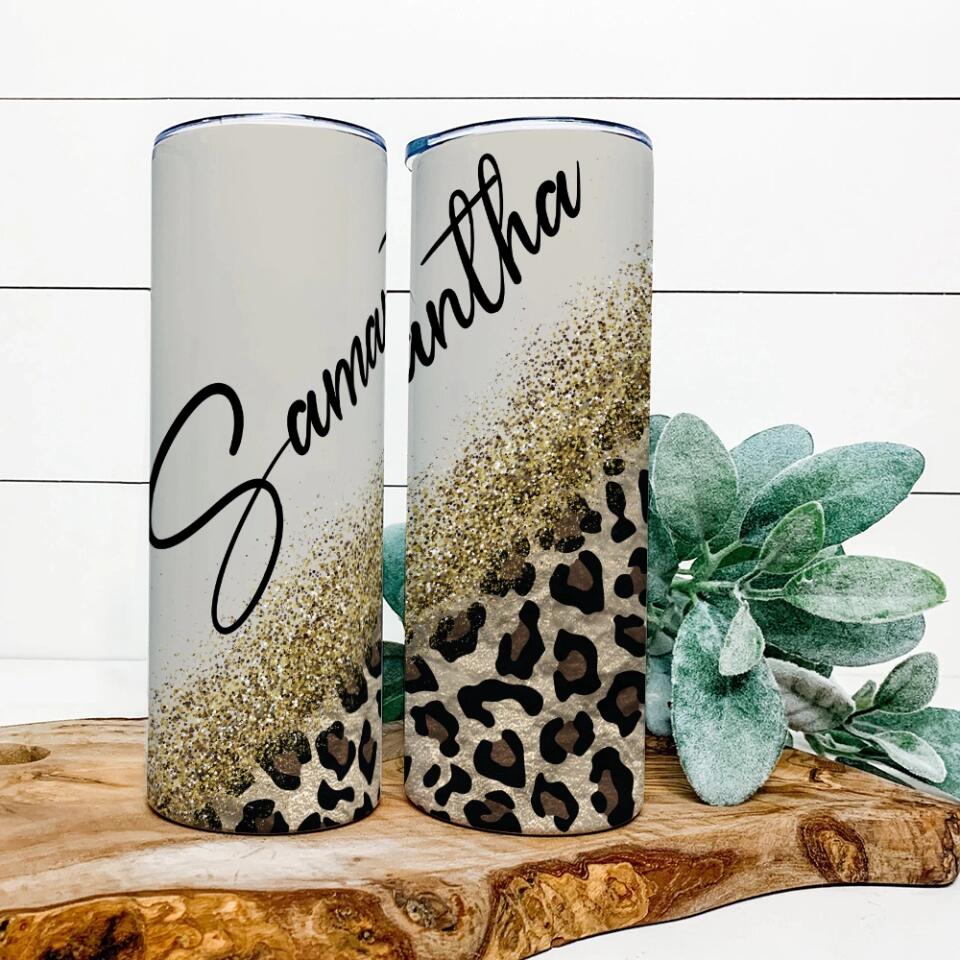 Custom Name with Leopard Print, Cheetah Cup With Straw, Personalized Nickname Tumbler, Cup For Women - Image 6