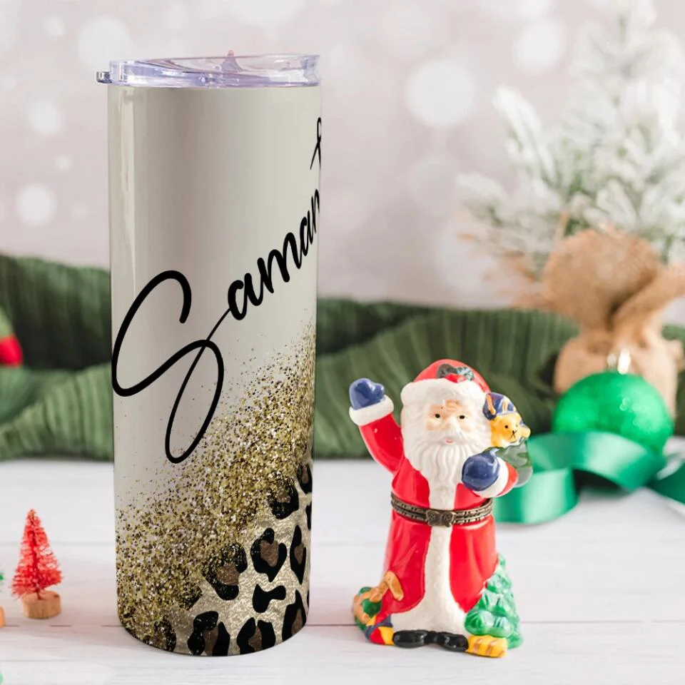 Custom Name with Leopard Print, Cheetah Cup With Straw, Personalized Nickname Tumbler, Cup For Women - Image 7
