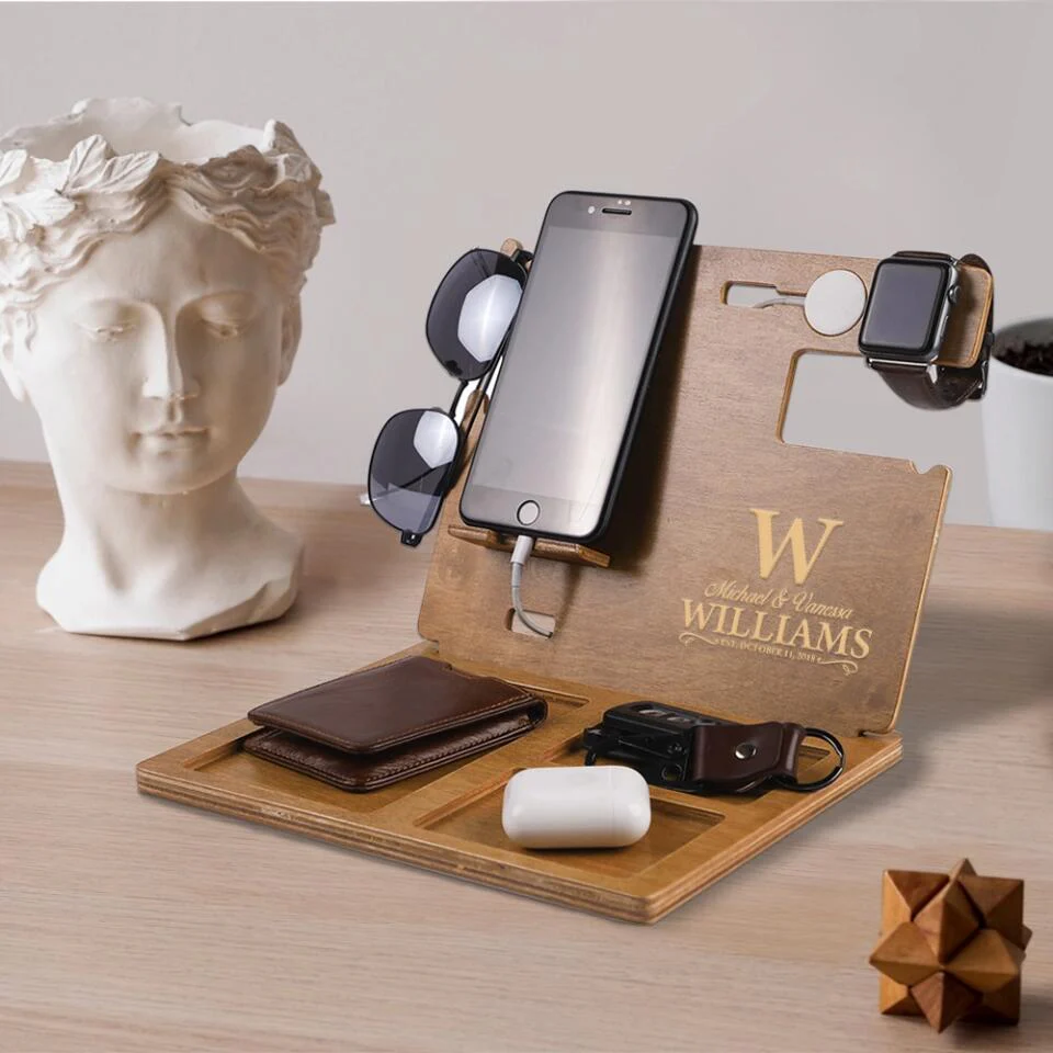Custom Name & Year - Personalized Dock Station - Anniversary Gift For Dad and Mom - Image 5