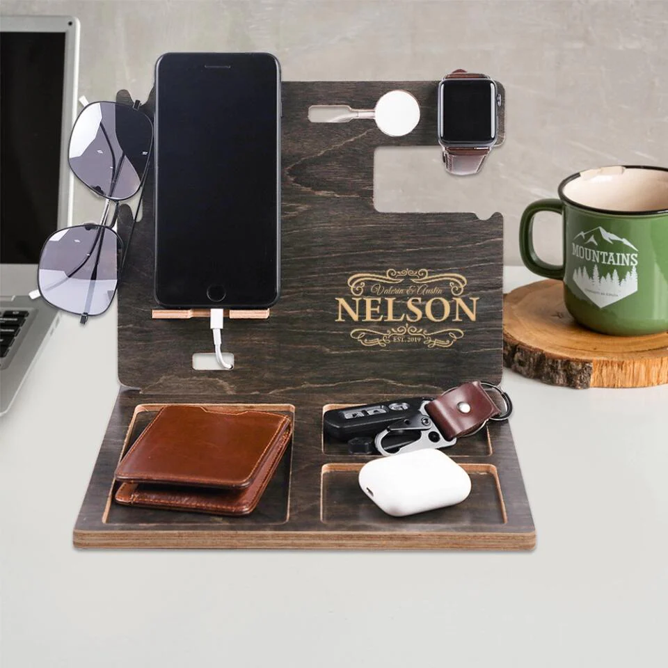 Custom Name & Year - Personalized Dock Station - Anniversary Gift For Dad and Mom - Image 6