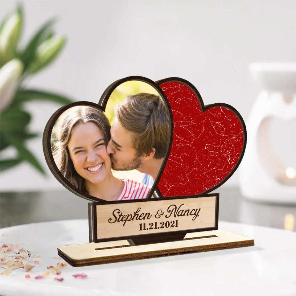 Night Sky Heart, Customizable Photo, Heart Shape - Personalized Wooden Plaque 3 Layers - Best Birthday Valentine Anniversary Gift for Him Her Couple - 211IHPBNWP508 - Image 4