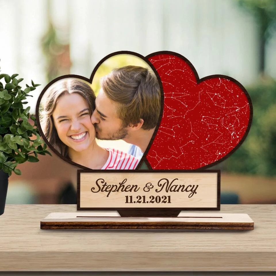 Night Sky Heart, Customizable Photo, Heart Shape - Personalized Wooden Plaque 3 Layers - Best Birthday Valentine Anniversary Gift for Him Her Couple - 211IHPBNWP508 - Image 5