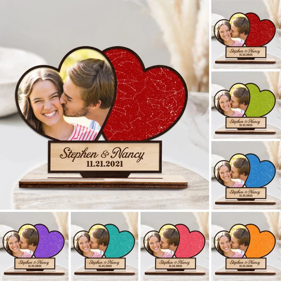 Night Sky Heart, Customizable Photo, Heart Shape - Personalized Wooden Plaque 3 Layers - Best Birthday Valentine Anniversary Gift for Him Her Couple - 211IHPBNWP508 - Image 6