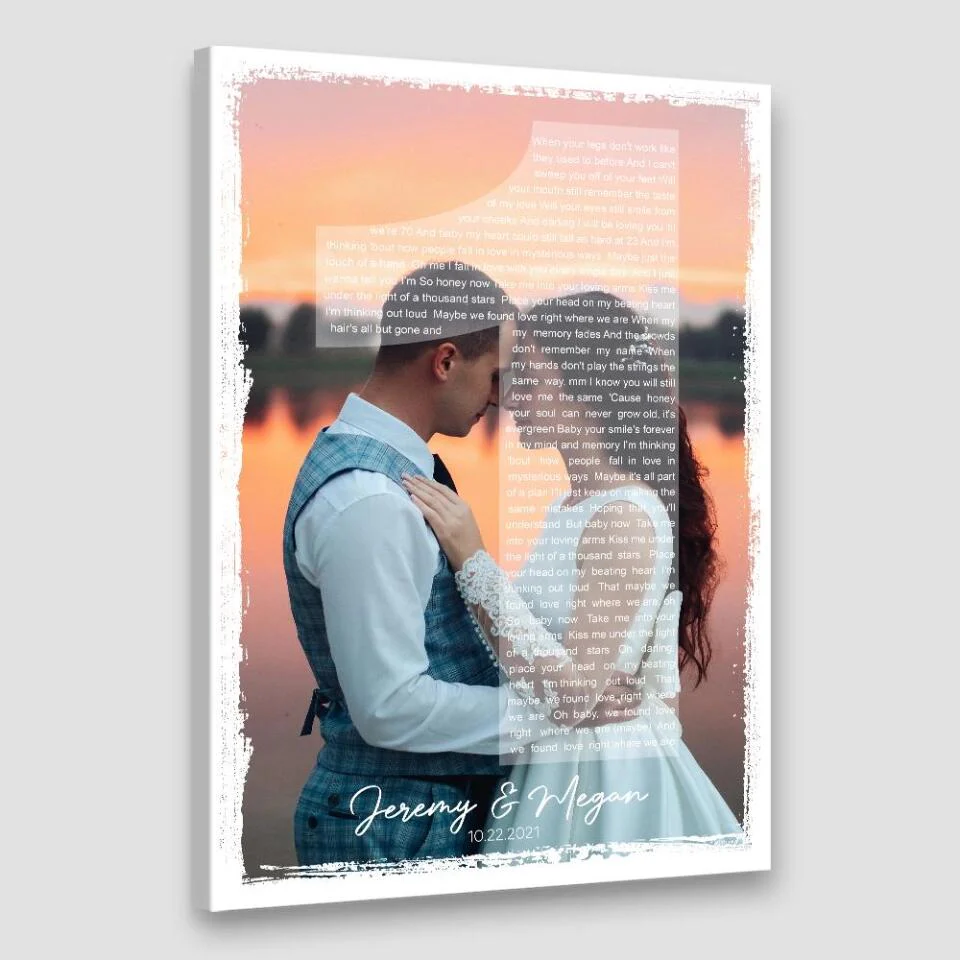 Custom Photo And Favorite Song Lyrics Custom Canvas Poster 1 Year Anniversary Gift For Couples - Image 10
