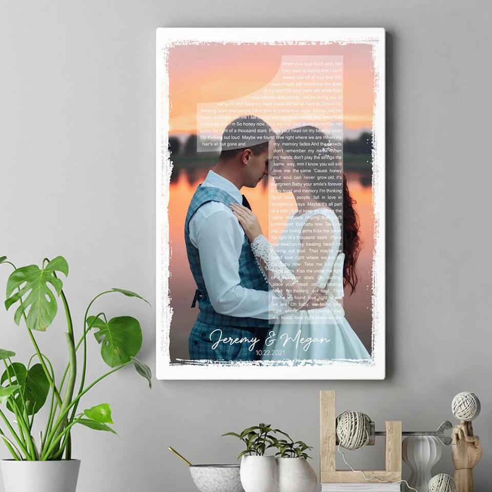 Custom Photo And Favorite Song Lyrics Custom Canvas Poster 1 Year Anniversary Gift For Couples - Image 11