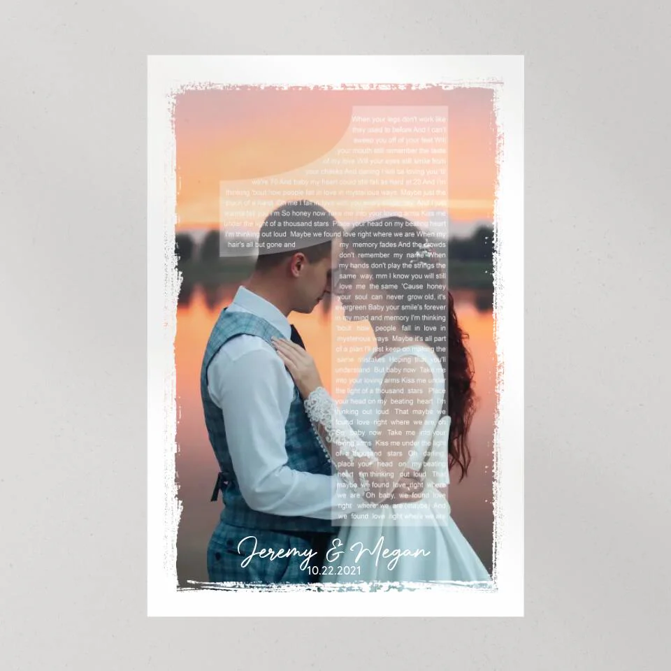Custom Photo And Favorite Song Lyrics Custom Canvas Poster 1 Year Anniversary Gift For Couples - Image 2