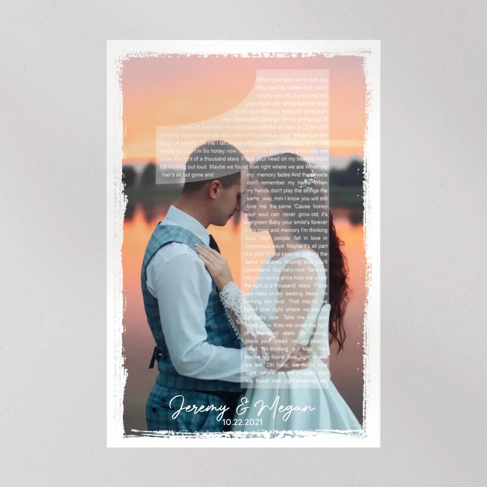 Custom Photo And Favorite Song Lyrics Custom Canvas Poster 1 Year Anniversary Gift For Couples - Image 3