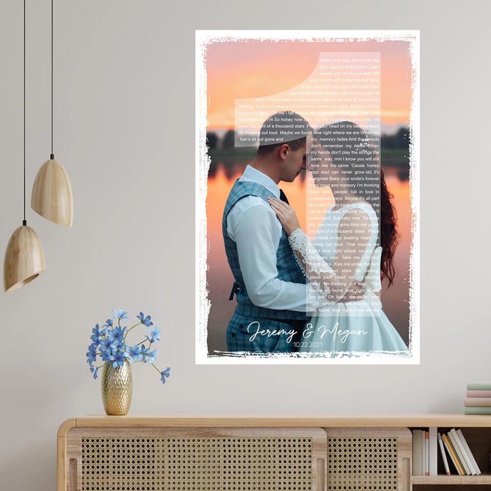 Custom Photo And Favorite Song Lyrics Custom Canvas Poster 1 Year Anniversary Gift For Couples - Image 4