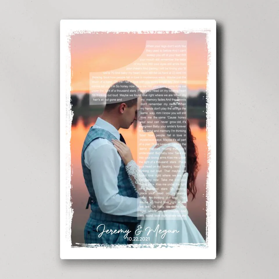 Custom Photo And Favorite Song Lyrics Custom Canvas Poster 1 Year Anniversary Gift For Couples - Image 6