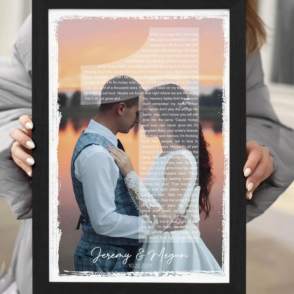 Custom Photo And Favorite Song Lyrics Custom Canvas Poster 1 Year Anniversary Gift For Couples - Image 8