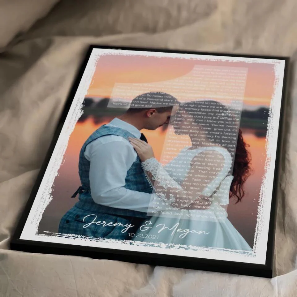Custom Photo And Favorite Song Lyrics Custom Canvas Poster 1 Year Anniversary Gift For Couples - Image 9