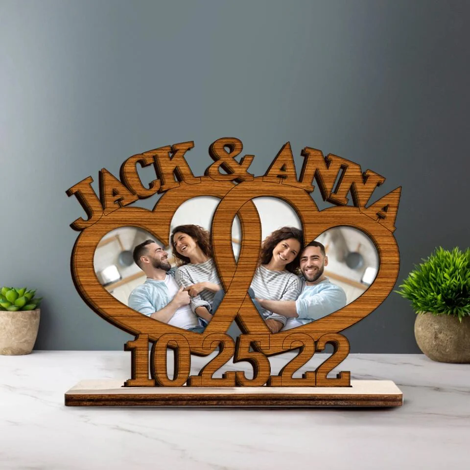 Custom Photo and Name Wooden/Acrylic Plaque Anniversary Gift For Couple, Husband and Wife on Valentine's Day - Valentine Gift, Birthday Gift For Him/For Her - 212IHNNPWP977 - Image 2
