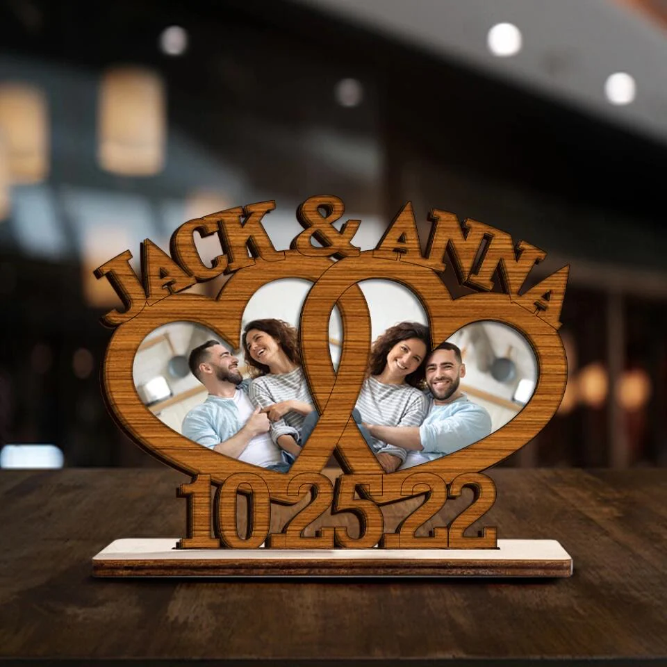 Custom Photo and Name Wooden/Acrylic Plaque Anniversary Gift For Couple, Husband and Wife on Valentine's Day - Valentine Gift, Birthday Gift For Him/For Her - 212IHNNPWP977 - Image 3