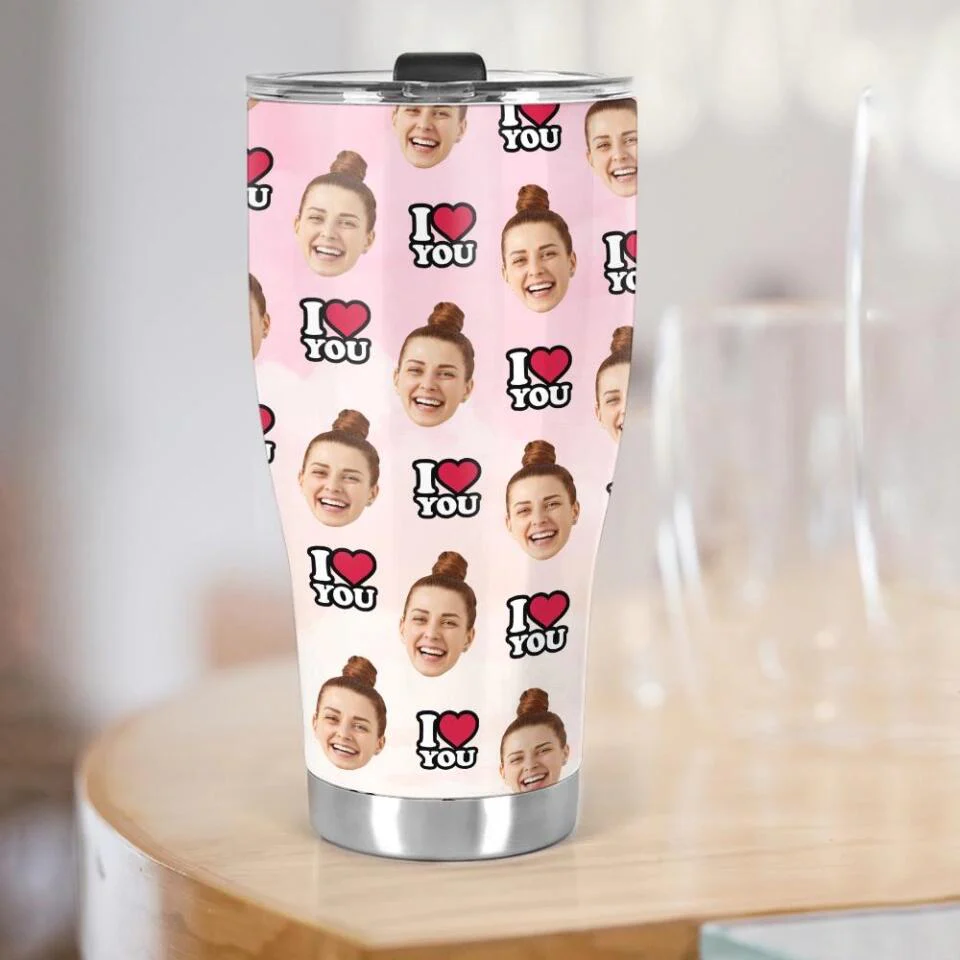 Custom Photo Background And Pattern - Personalized Curved Tumbler - Image 12