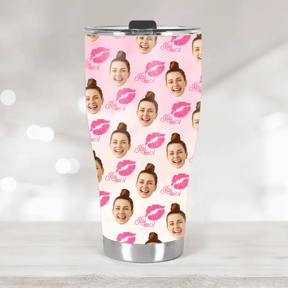 Custom Photo Background And Pattern - Personalized Curved Tumbler - Image 2