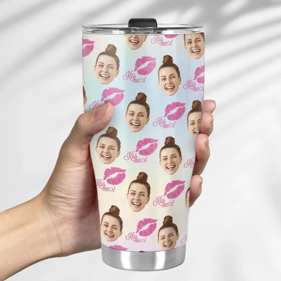 Custom Photo Background And Pattern - Personalized Curved Tumbler - Image 3