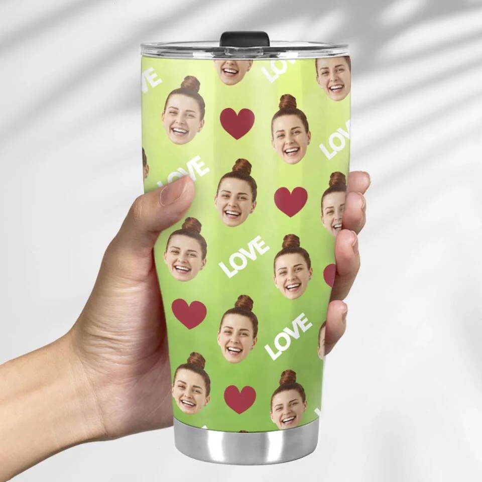 Custom Photo Background And Pattern - Personalized Curved Tumbler - Image 4