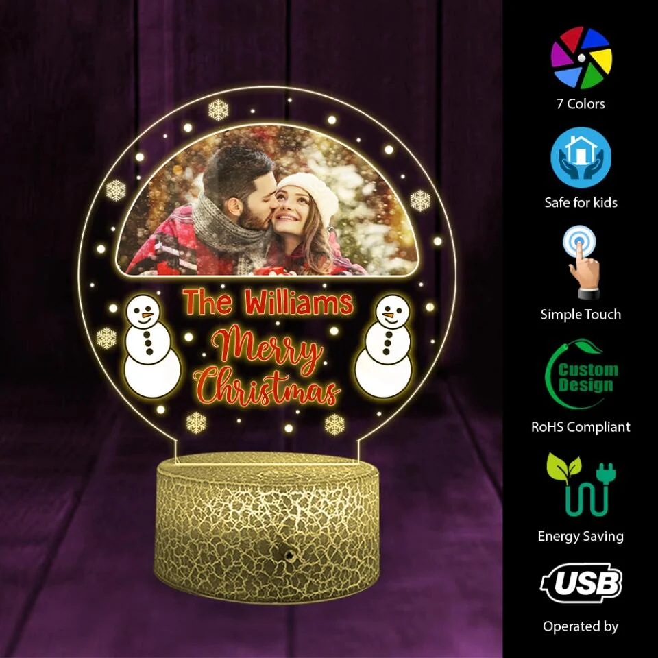 Custom Photo Christmas Lamp - Personalized Night Light with Image - Christmas Gift for Couples, Her Him - Image 5