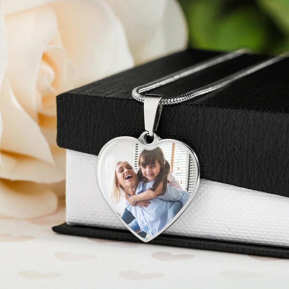 Custom Photo Personalized Heart Silver Necklace Graphic Keychain - Image 11