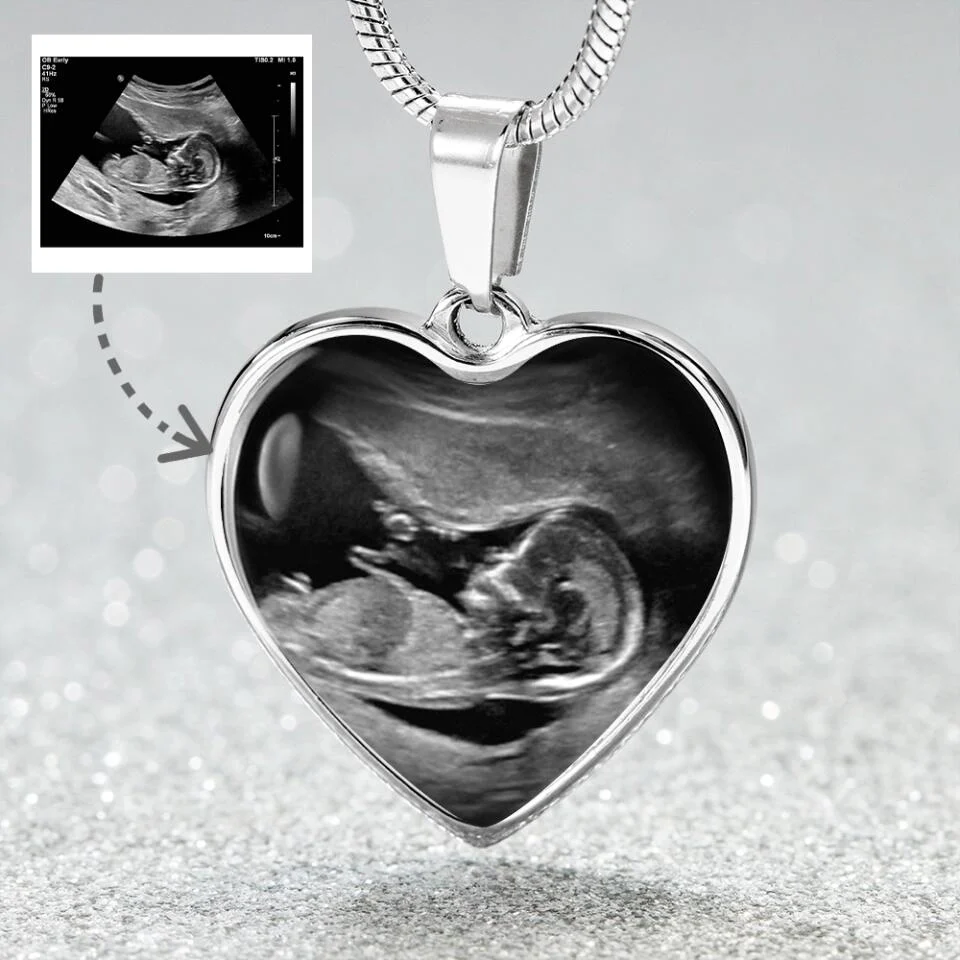 Custom Photo Personalized Heart Silver Necklace Graphic Keychain - Image 12