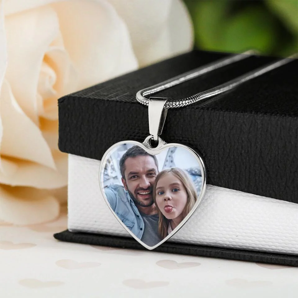 Custom Photo Personalized Heart Silver Necklace Graphic Keychain - Image 13