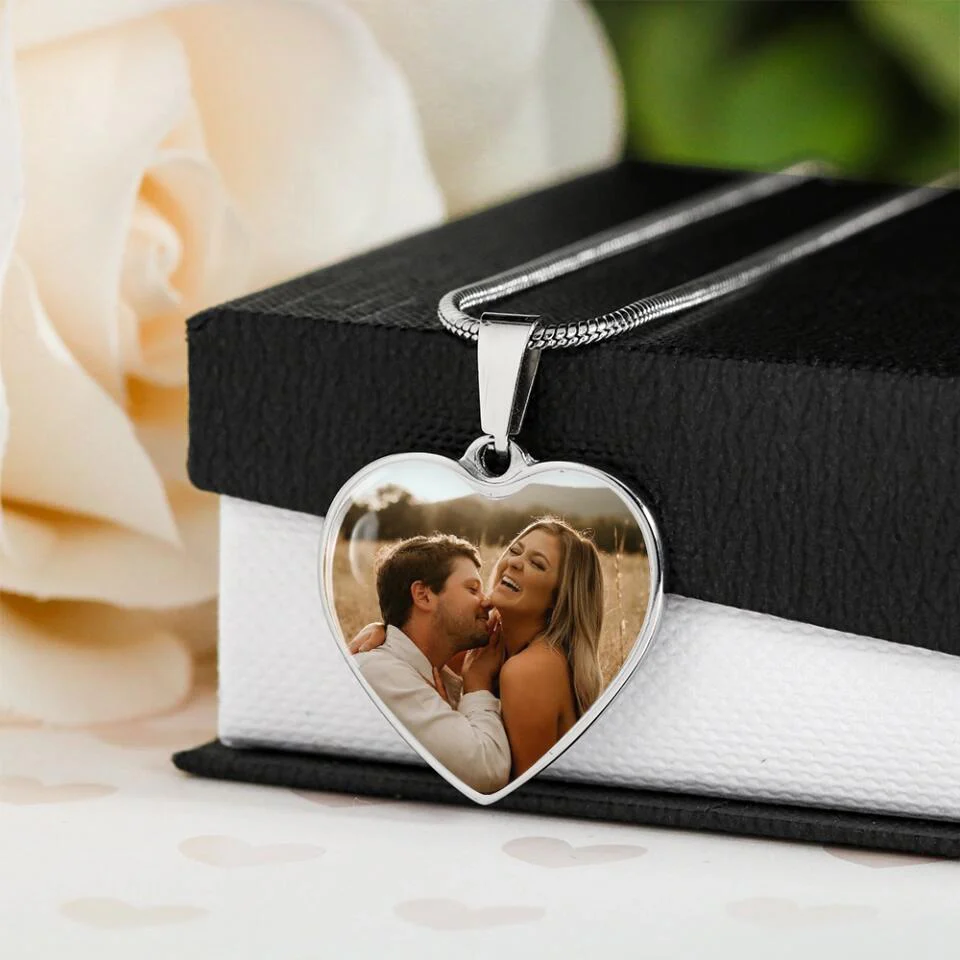 Custom Photo Personalized Heart Silver Necklace Graphic Keychain - Image 14