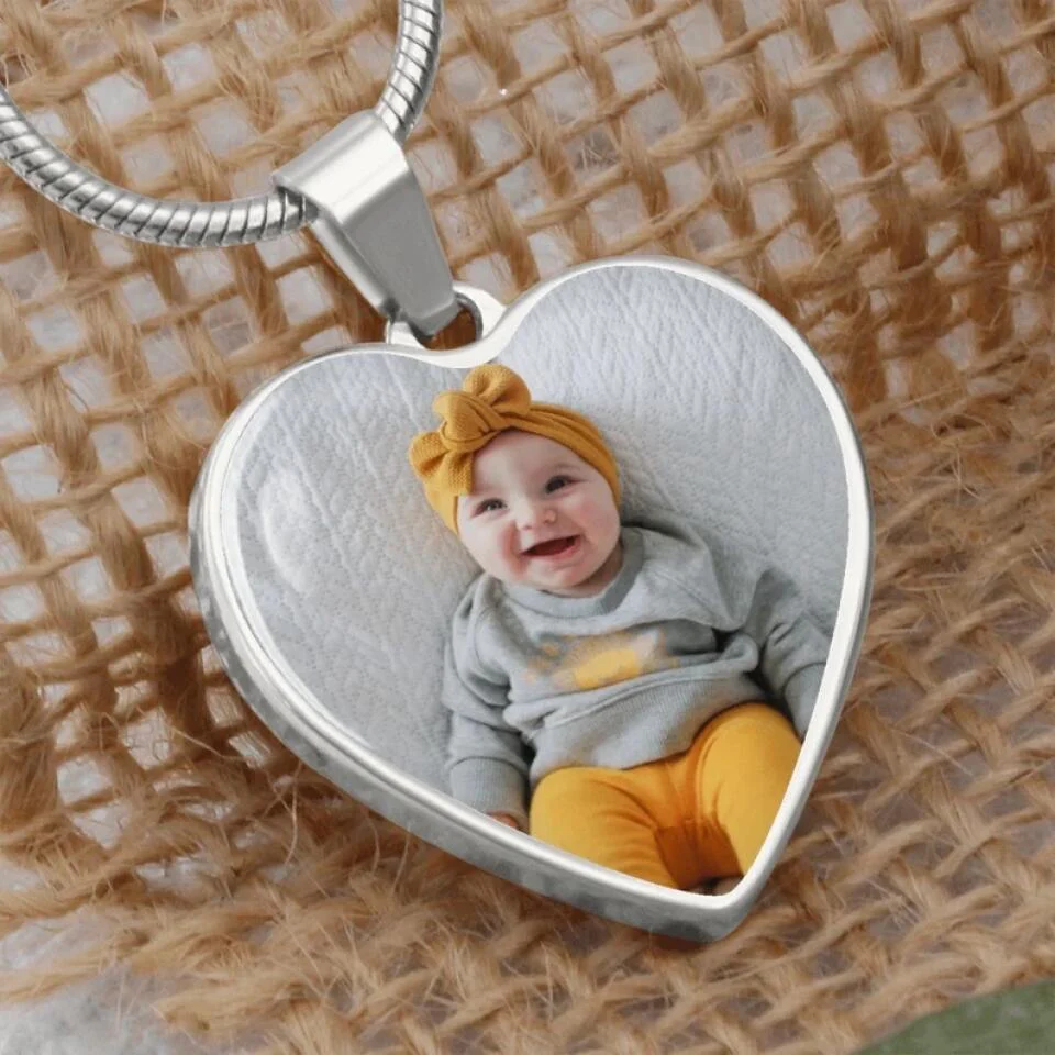 Custom Photo Personalized Heart Silver Necklace Graphic Keychain - Image 17