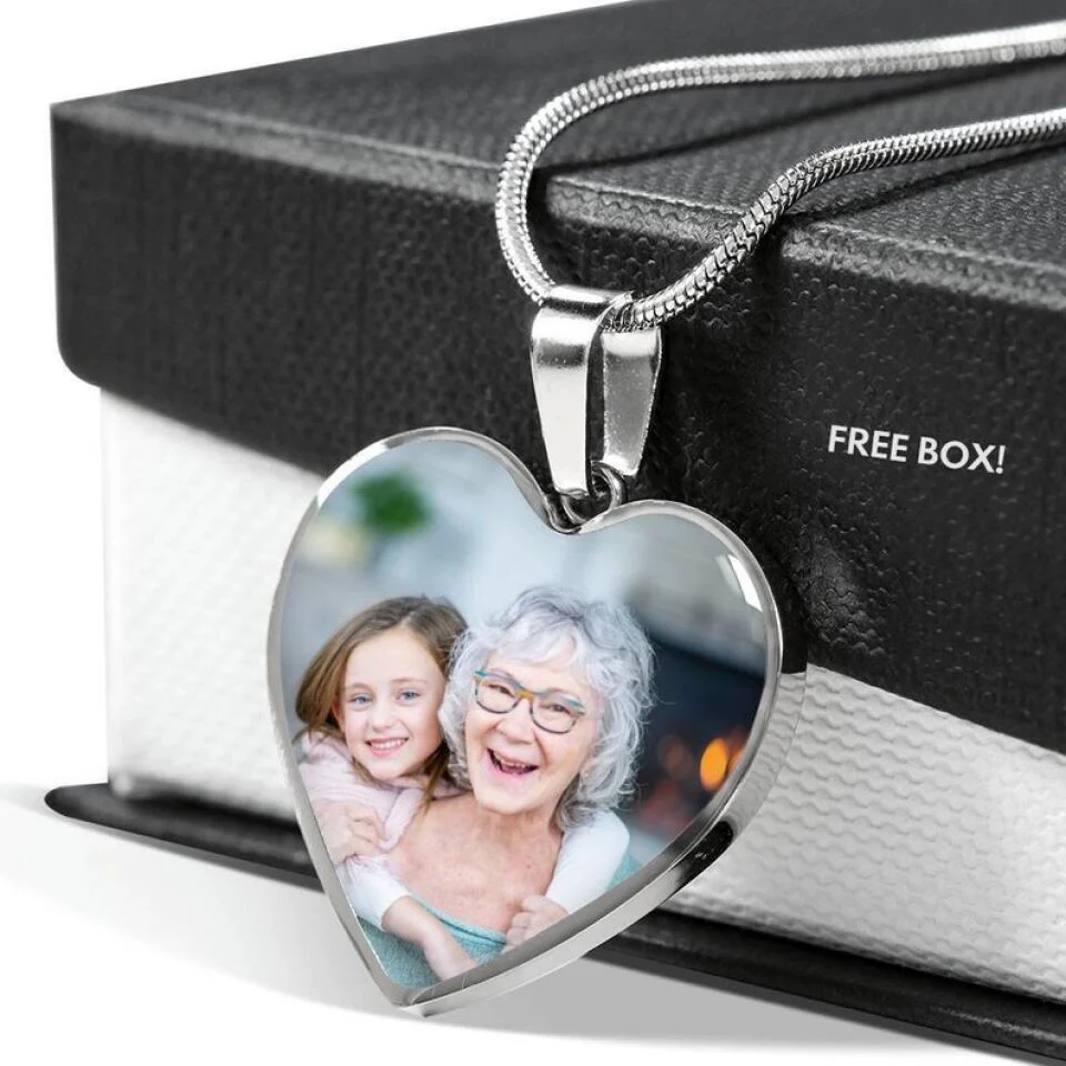 Custom Photo Personalized Heart Silver Necklace Graphic Keychain - Image 18