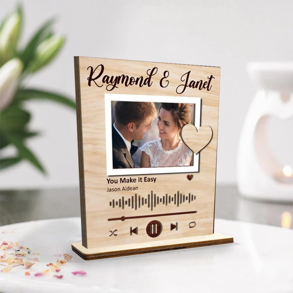 Custom Photo , Song Wooden Plaque for Music Lovers, Valentine Gift, Anniversary Gifts For Her Him - 212IHNLNWP881 - Image 3